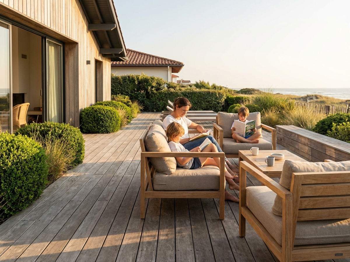Terrasse étagée en Thermofrêne — Jardin en dénivelé, Anglet